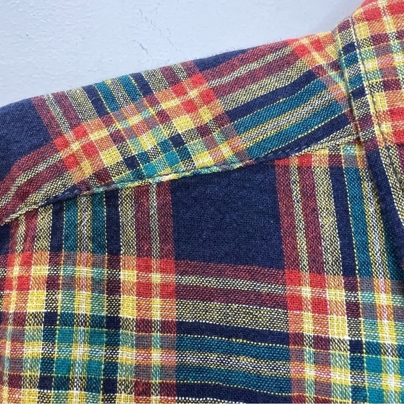 Springfield linen blend plaid short sleeve custom fit shirt 2XL - Picture 7 of 9